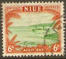 Niue 1950 6d Green and brown-orange. SG118.